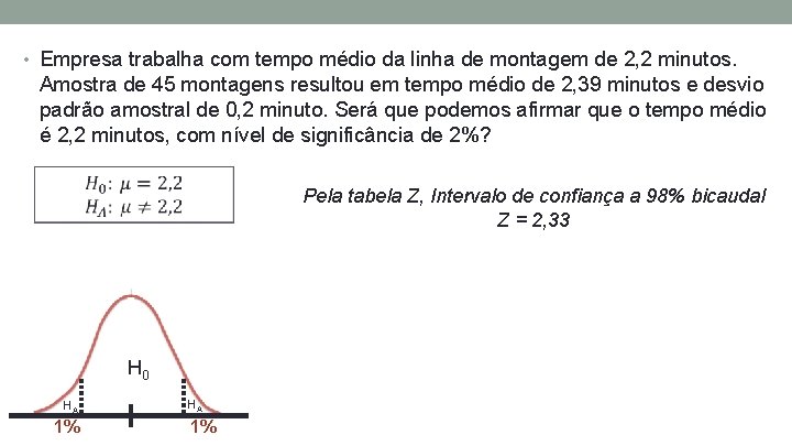  • Empresa trabalha com tempo médio da linha de montagem de 2, 2