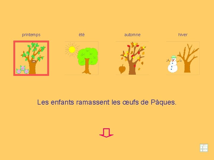 printemps été automne Les enfants ramassent les œufs de Pâques. hiver 