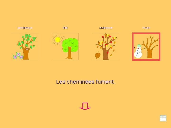 printemps été automne Les cheminées fument. hiver 