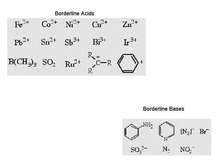 Borderline Acids Borderline Bases 