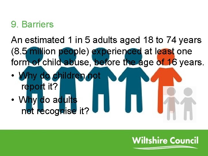 9. Barriers An estimated 1 in 5 adults aged 18 to 74 years (8.