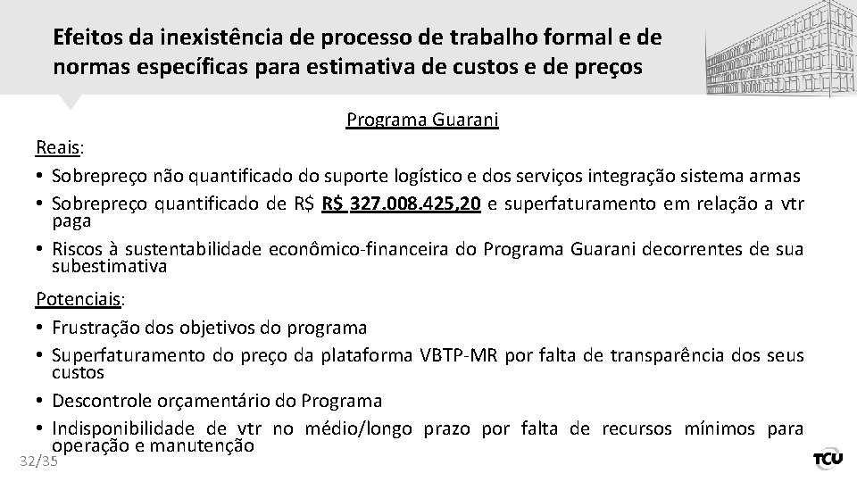 Efeitos da inexistência de processo de trabalho formal e de normas específicas para estimativa