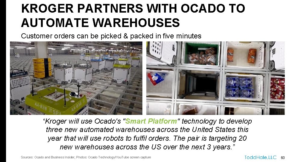 KROGER PARTNERS WITH OCADO TO AUTOMATE WAREHOUSES Copyright © 2018 The Nielsen Company. Confidential