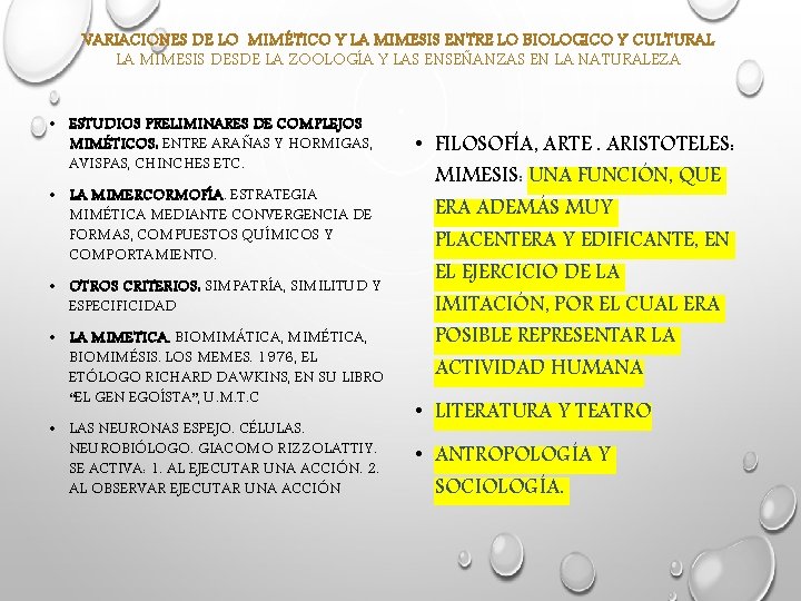 VARIACIONES DE LO MIMÉTICO Y LA MIMESIS ENTRE LO BIOLOGICO Y CULTURAL LA MIMESIS