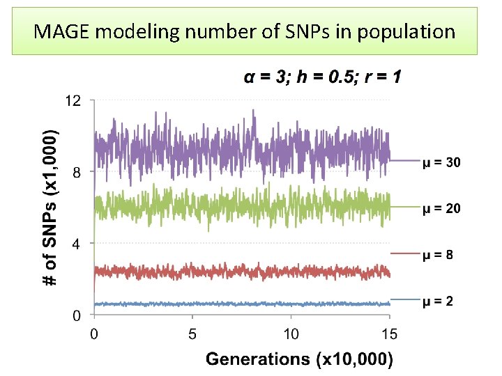MAGE modeling number of SNPs in population 