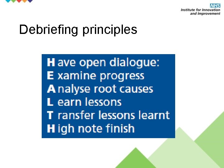 Debriefing principles 