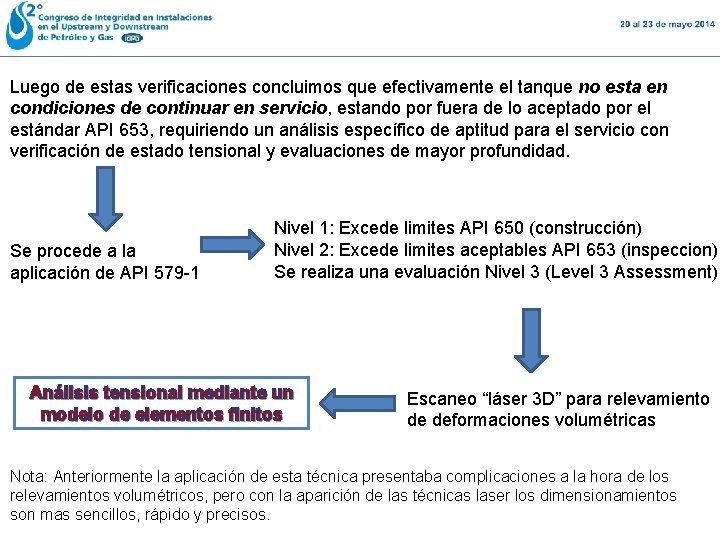 Luego de estas verificaciones concluimos que efectivamente el tanque no esta en condiciones de