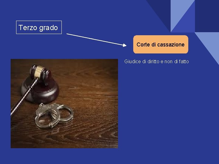 Terzo grado Corte di cassazione Giudice di diritto e non di fatto 