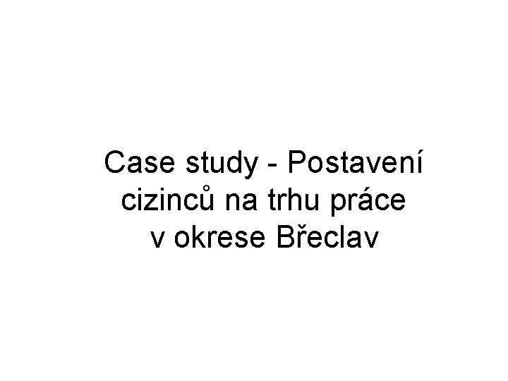 Case study - Postavení cizinců na trhu práce v okrese Břeclav 