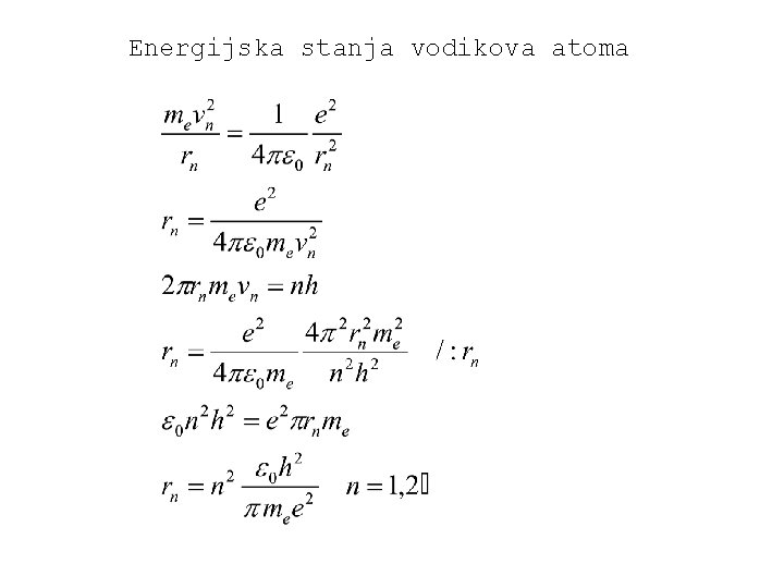 Energijska stanja vodikova atoma 