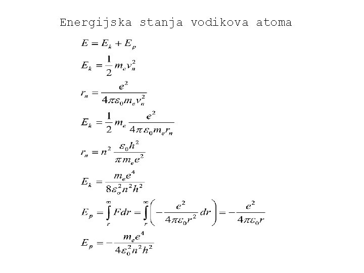 Energijska stanja vodikova atoma 