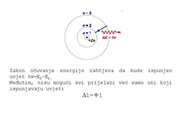 Zakon očuvanje energije zahtjeva da bude ispunjen uvjet h =E 3 -E 2. Međutim,