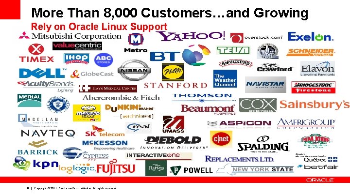 More Than 8, 000 Customers…and Growing Rely on Oracle Linux Support 8 Copyright © More Than 8, 000 Customers…and Growing Rely on Oracle Linux Support 8 Copyright ©