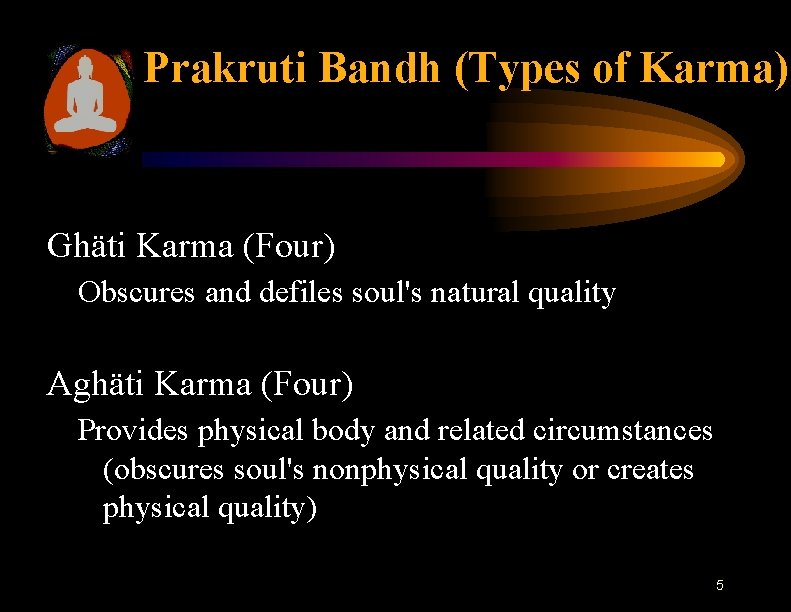 Prakruti Bandh (Types of Karma) Ghäti Karma (Four) Obscures and defiles soul's natural quality