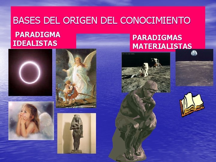 BASES DEL ORIGEN DEL CONOCIMIENTO PARADIGMA IDEALISTAS PARADIGMAS MATERIALISTAS 