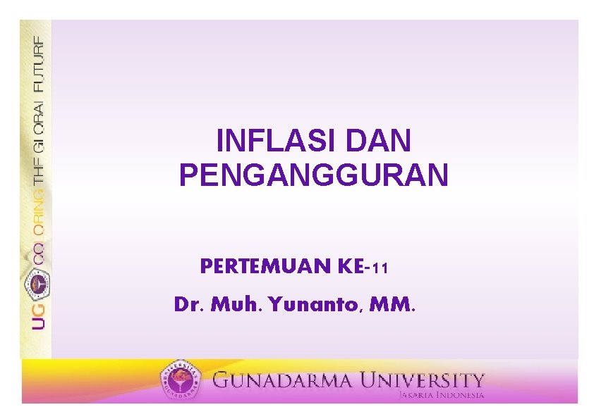 INFLASI DAN PENGANGGURAN PERTEMUAN KE-11 Dr. Muh. Yunanto, MM. 