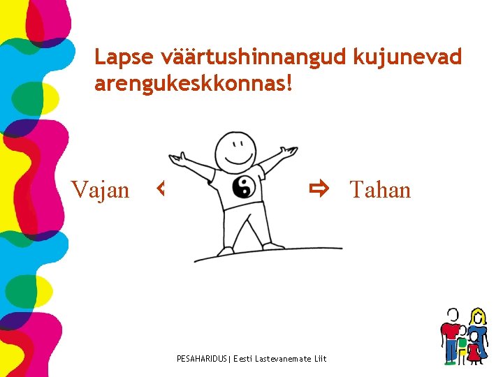 Lapse väärtushinnangud kujunevad arengukeskkonnas! Vajan Tahan PESAHARIDUS| Eesti Lastevanemate Liit 