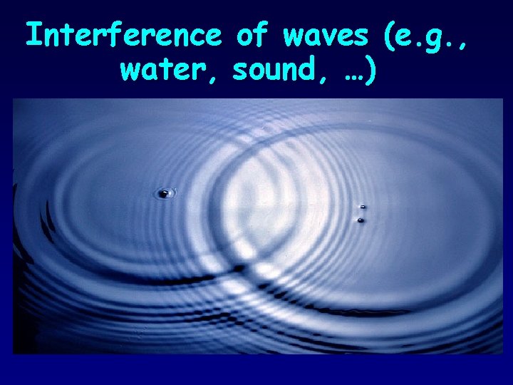 Interference of waves (e. g. , water, sound, …) 