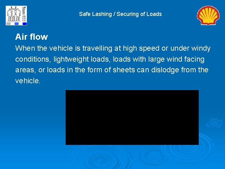 Safe Lashing / Securing of Loads Air flow When the vehicle is travelling at