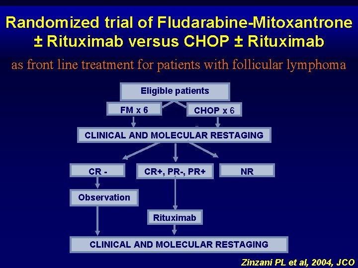 Randomized trial of Fludarabine-Mitoxantrone ± Rituximab versus CHOP ± Rituximab as front line treatment