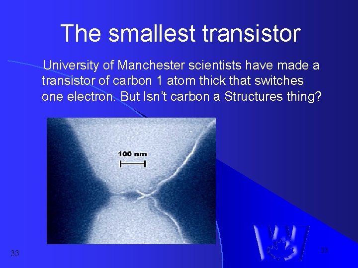 The smallest transistor University of Manchester scientists have made a transistor of carbon 1 The smallest transistor University of Manchester scientists have made a transistor of carbon 1