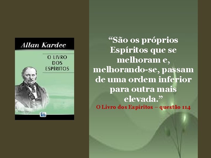 “São os próprios Espíritos que se melhoram e, melhorando-se, passam de uma ordem inferior