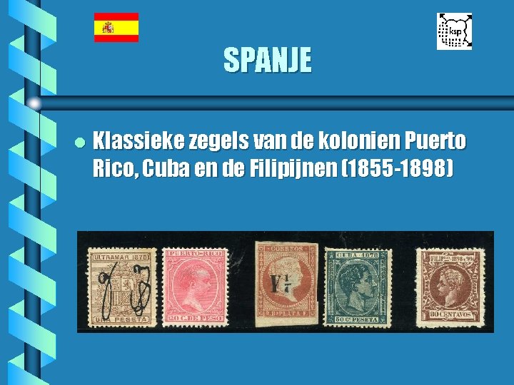 SPANJE l Klassieke zegels van de kolonien Puerto Rico, Cuba en de Filipijnen (1855