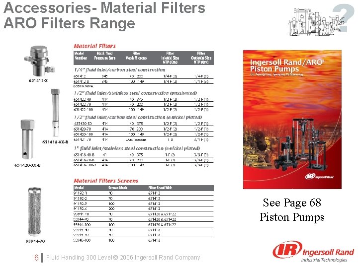 Accessories- Material Filters ARO Filters Range Click to edit Master subtitle style See Page