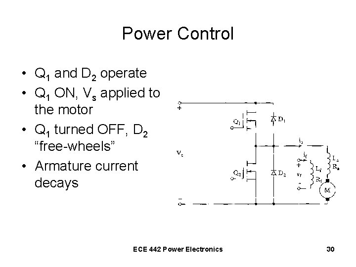 Power Control • Q 1 and D 2 operate • Q 1 ON, Vs