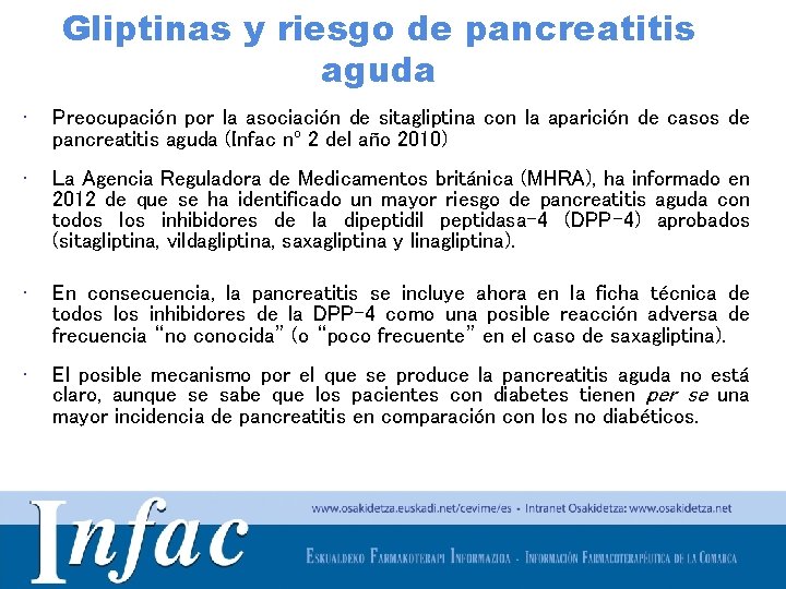 Gliptinas y riesgo de pancreatitis aguda • Preocupación por la asociación de sitagliptina con
