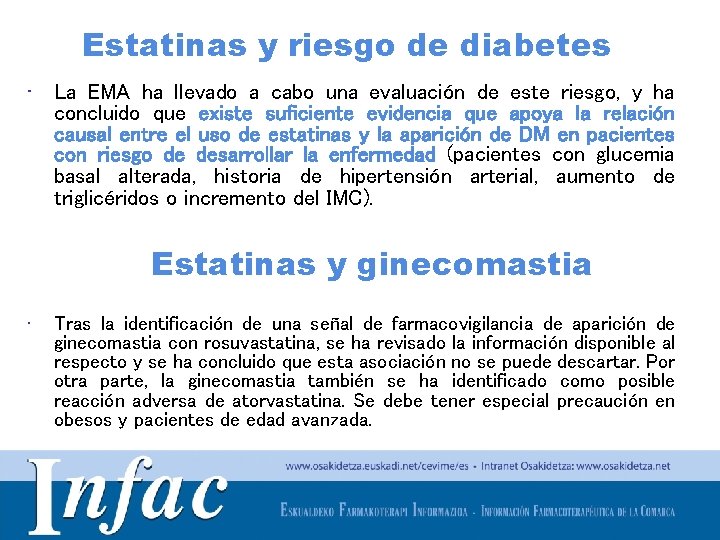 Estatinas y riesgo de diabetes • La EMA ha llevado a cabo una evaluación