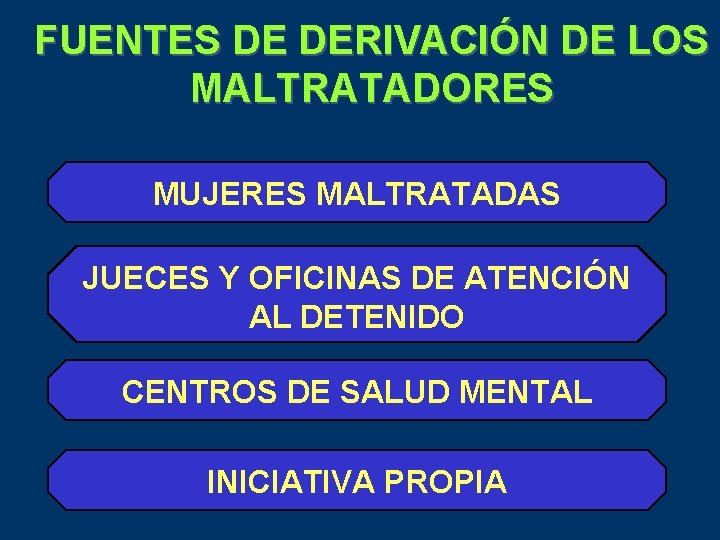 FUENTES DE DERIVACIÓN DE LOS MALTRATADORES MUJERES MALTRATADAS JUECES Y OFICINAS DE ATENCIÓN AL