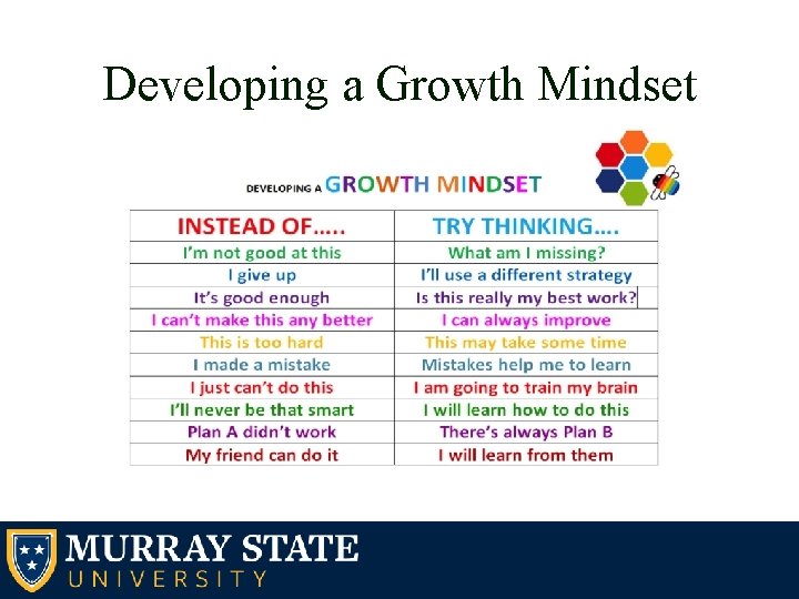 Developing a Growth Mindset 