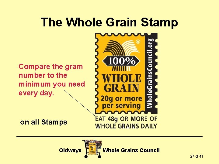 The Whole Grain Stamp Compare the gram number to the minimum you need every