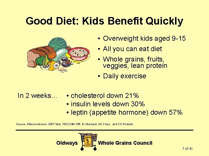 Good Diet: Kids Benefit Quickly • Overweight kids aged 9 -15 • All you