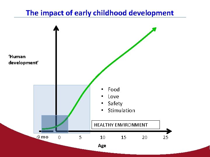 The impact of early childhood development ‘Human development’ • • Food Love Safety Stimulation