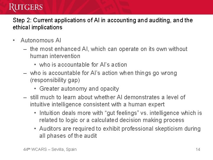 Step 2: Current applications of AI in accounting and auditing, and the ethical implications