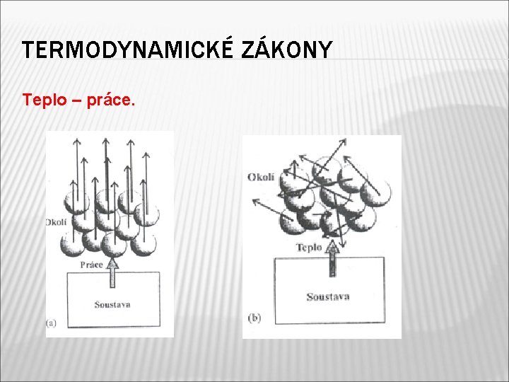 TERMODYNAMICKÉ ZÁKONY Teplo – práce. 