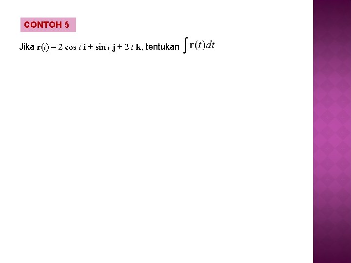 CONTOH 5 Jika r(t) = 2 cos t i + sin t j +