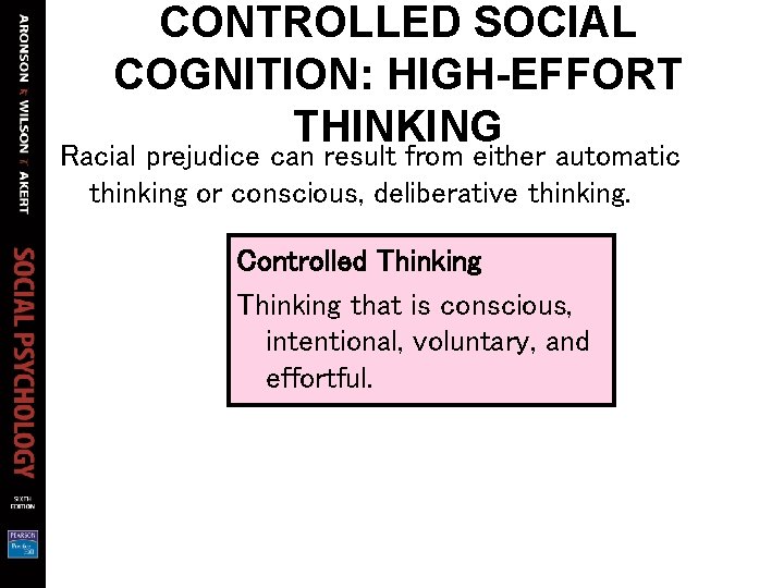 CONTROLLED SOCIAL COGNITION: HIGH-EFFORT THINKING Racial prejudice can result from either automatic thinking or
