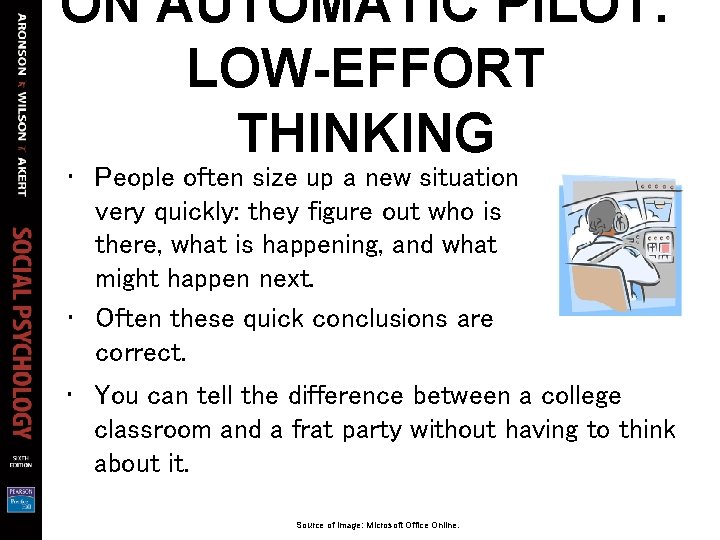 ON AUTOMATIC PILOT: LOW-EFFORT THINKING • People often size up a new situation very