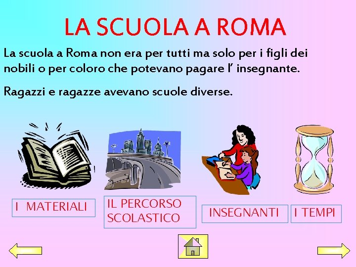 LA SCUOLA A ROMA La scuola a Roma non era per tutti ma solo