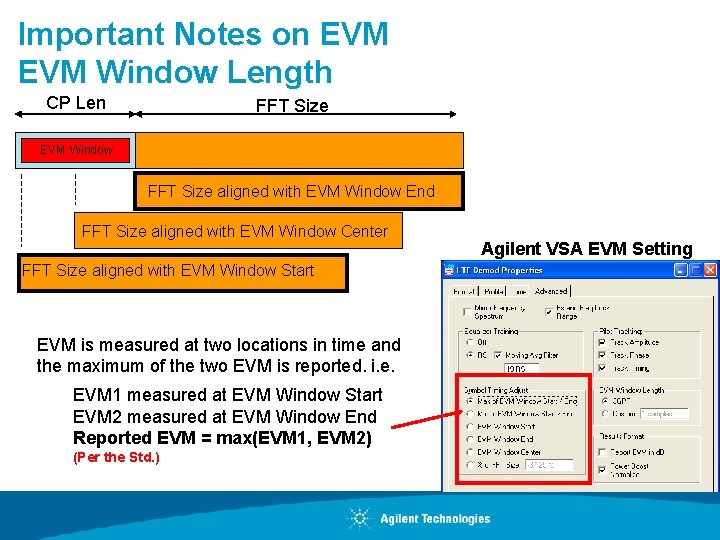 Important Notes on EVM Window Length CP Len FFT Size EVM Window FFT Size