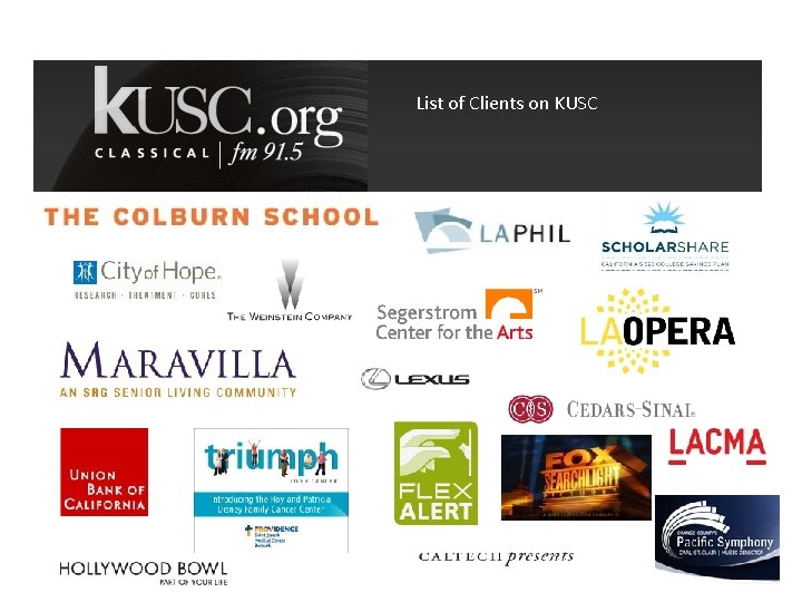 List of Clients on KUSC 