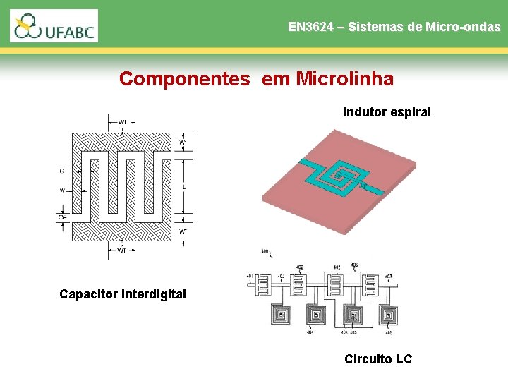 EN 3624 – Sistemas de Micro-ondas Componentes em Microlinha Indutor espiral Capacitor interdigital Circuito EN 3624 – Sistemas de Micro-ondas Componentes em Microlinha Indutor espiral Capacitor interdigital Circuito