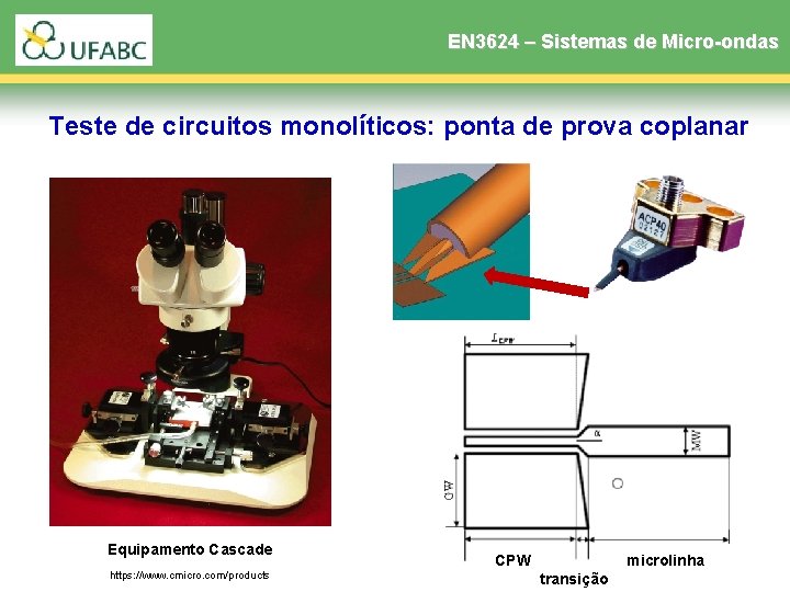 EN 3624 – Sistemas de Micro-ondas Teste de circuitos monolíticos: ponta de prova coplanar EN 3624 – Sistemas de Micro-ondas Teste de circuitos monolíticos: ponta de prova coplanar