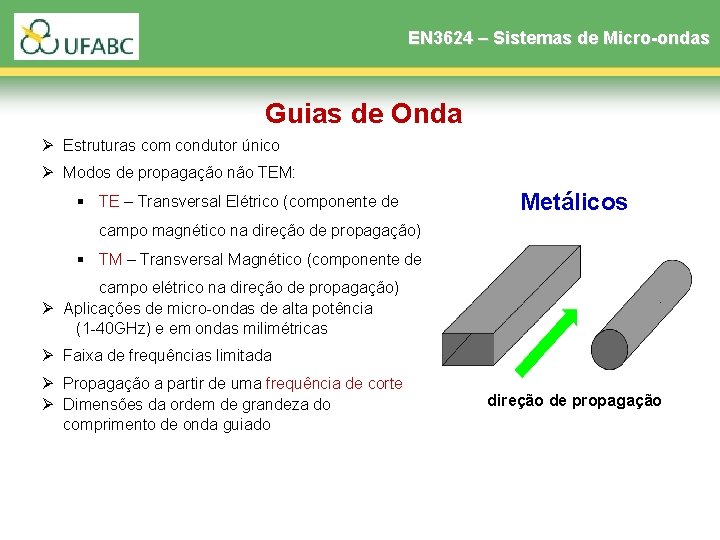 EN 3624 – Sistemas de Micro-ondas Guias de Onda Ø Estruturas com condutor único EN 3624 – Sistemas de Micro-ondas Guias de Onda Ø Estruturas com condutor único