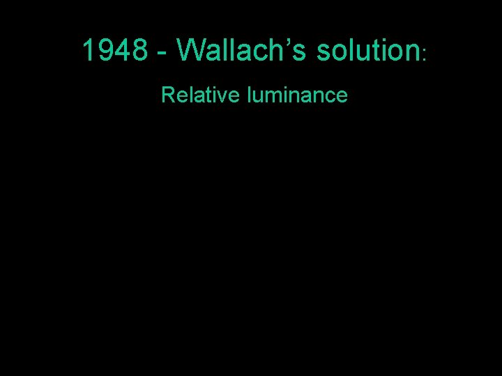 1948 - Wallach’s solution: Relative luminance 