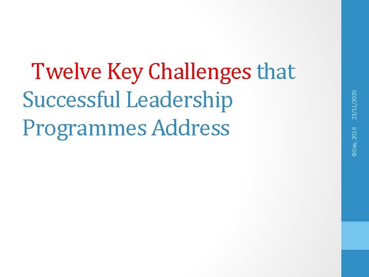 22/11/2020 ©Day, 2016 Twelve Key Challenges that Successful Leadership Programmes Address 