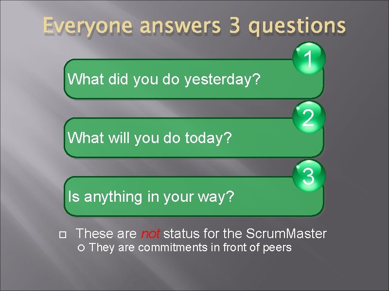 Everyone answers 3 questions What did you do yesterday? What will you do today? Everyone answers 3 questions What did you do yesterday? What will you do today?